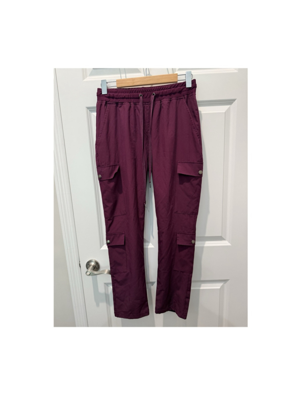 GT Performance Burgundy Scrub Pants S Cargo Pockets Polyester Spandex Medical